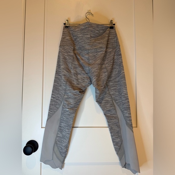 Lululemon Wunder Under Crop High Rise Scallop Hem Leggings Gray Size L - Picture 2 of 5